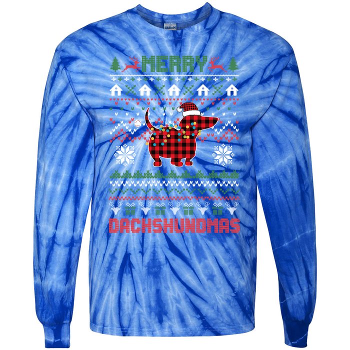 Funny Merry Dachshundmas Ugly Christmas Sweater Dachshund Gift Tie-Dye Long Sleeve Shirt