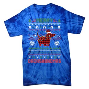 Funny Merry Dachshundmas Ugly Christmas Sweater Dachshund Gift Tie-Dye T-Shirt