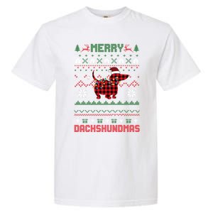 Funny Merry Dachshundmas Ugly Christmas Sweater Dachshund Gift Garment-Dyed Heavyweight T-Shirt