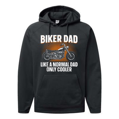 Funny Motorcycle Dad Design For Grandpa Motorbike Rider Performance Fleece Hoodie