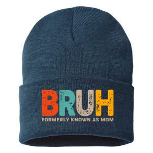 Funny Mothers Day Bruh Formerly Known As Mom Sustainable Knit Beanie