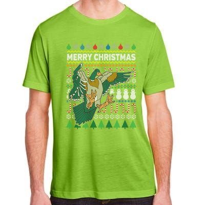 Flying Mallard Duck Merry Christmas Ugly Xmas Design Gift Adult ChromaSoft Performance T-Shirt