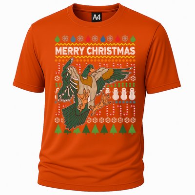 Flying Mallard Duck Merry Christmas Ugly Xmas Design Gift Cooling Performance Crew T-Shirt