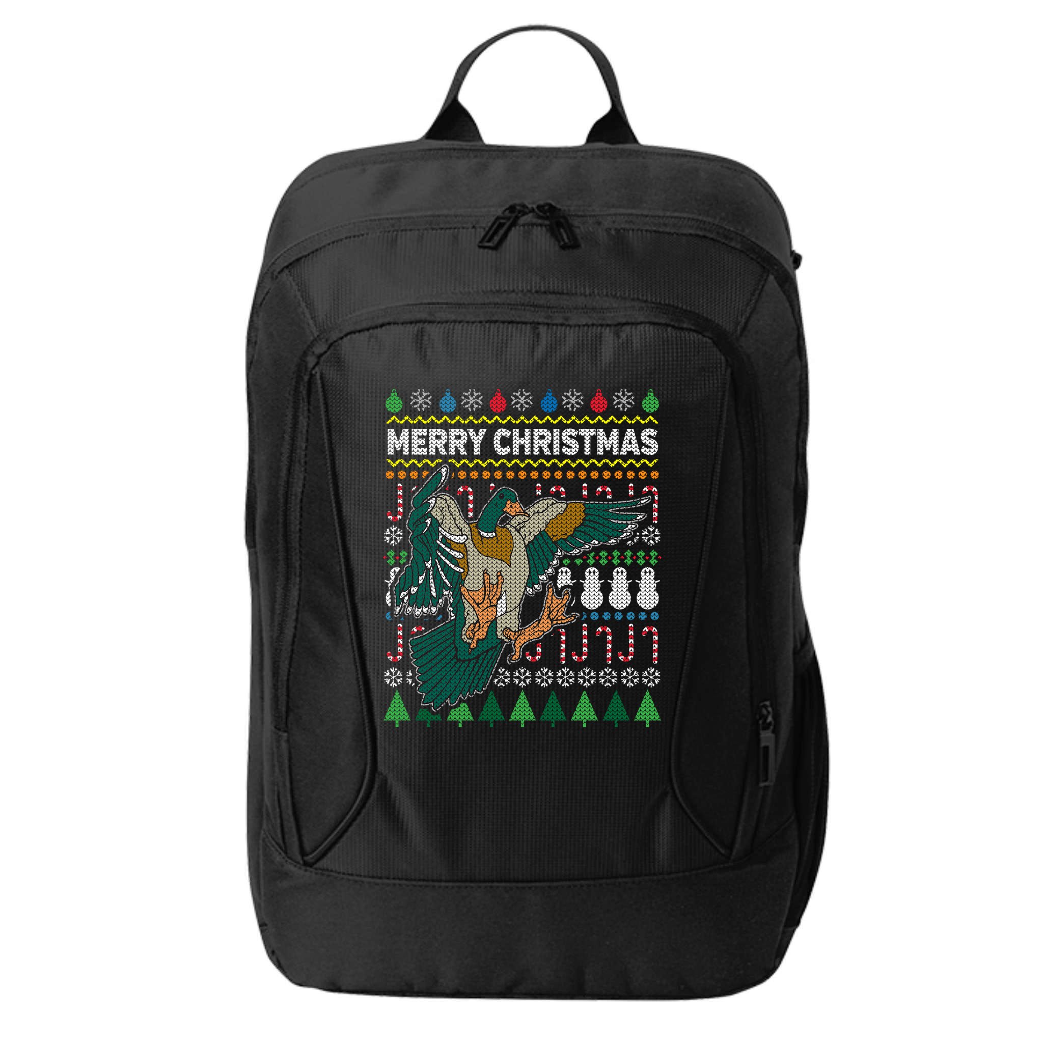 Flying Mallard Duck Merry Christmas Ugly Xmas Design Gift City Backpack