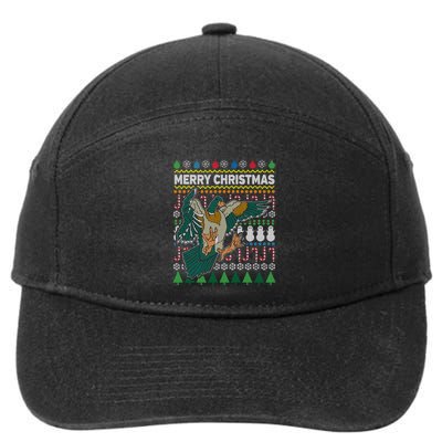 Flying Mallard Duck Merry Christmas Ugly Xmas Design Gift 7-Panel Snapback Hat