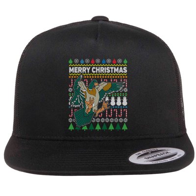 Flying Mallard Duck Merry Christmas Ugly Xmas Design Gift Flatbill Hat