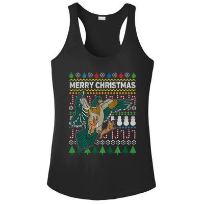 Flying Mallard Duck Merry Christmas Ugly Xmas Design Gift Ladies PosiCharge Competitor Racerback Tank