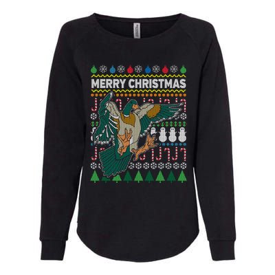 Flying Mallard Duck Merry Christmas Ugly Xmas Design Gift Womens California Wash Sweatshirt