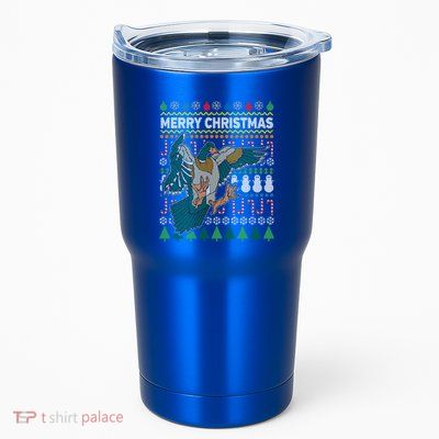 Flying Mallard Duck Merry Christmas Ugly Xmas Design Gift Tumbler