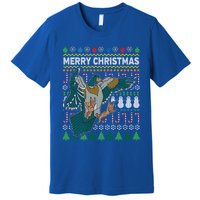 Flying Mallard Duck Merry Christmas Ugly Xmas Design Gift Premium T-Shirt