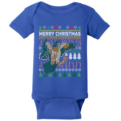 Flying Mallard Duck Merry Christmas Ugly Xmas Design Gift Baby Bodysuit