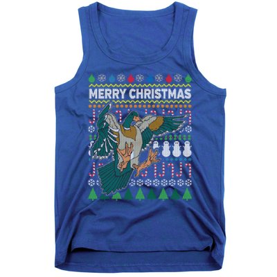 Flying Mallard Duck Merry Christmas Ugly Xmas Design Gift Tank Top