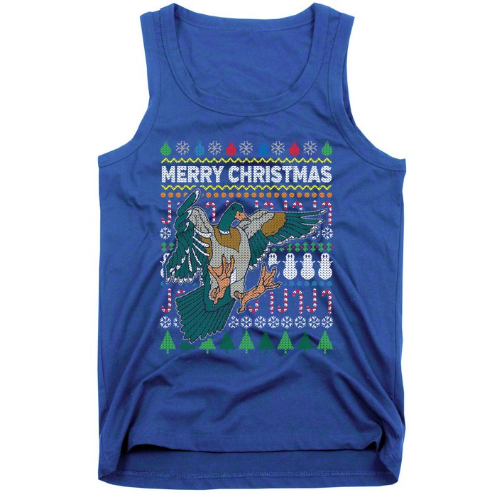 Flying Mallard Duck Merry Christmas Ugly Xmas Design Gift Tank Top