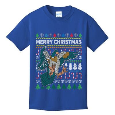 Flying Mallard Duck Merry Christmas Ugly Xmas Design Gift Kids T-Shirt