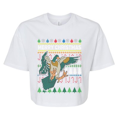 Flying Mallard Duck Merry Christmas Ugly Xmas Design Gift Bella+Canvas Jersey Crop Tee