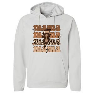 Football Mama Distressed Lightning Bolt Mom Performance Fleece Hoodie