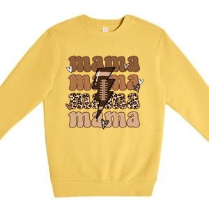 Football Mama Distressed Lightning Bolt Mom Premium Crewneck Sweatshirt