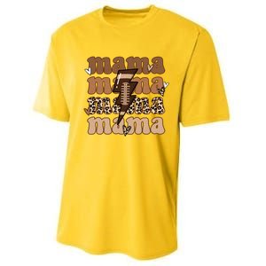 Football Mama Distressed Lightning Bolt Mom Performance Sprint T-Shirt