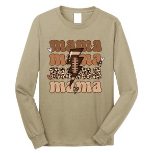 Football Mama Distressed Lightning Bolt Mom Long Sleeve Shirt