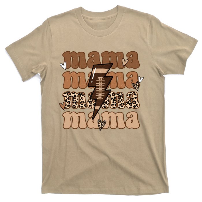 Football Mama Distressed Lightning Bolt Mom T-Shirt