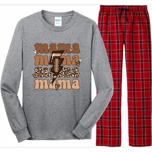 Football Mama Distressed Lightning Bolt Mom Long Sleeve Pajama Set