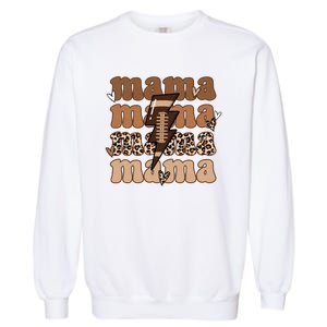 Football Mama Distressed Lightning Bolt Mom Garment-Dyed Sweatshirt