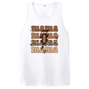 Football Mama Distressed Lightning Bolt Mom PosiCharge Competitor Tank