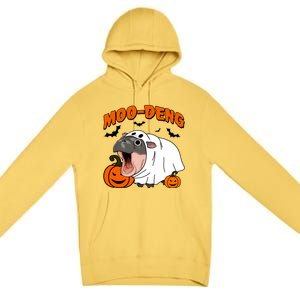 Funny Moo Deng Halloween Boo Ghost Costume Moodeng Lover Premium Pullover Hoodie