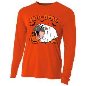 Funny Moo Deng Halloween Boo Ghost Costume Moodeng Lover Cooling Performance Long Sleeve Crew