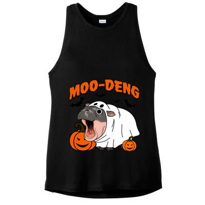 Funny Moo Deng Halloween Boo Ghost Costume Moodeng Lover Ladies PosiCharge Tri-Blend Wicking Tank