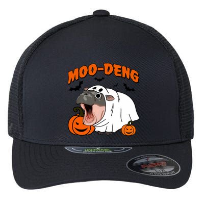 Funny Moo Deng Halloween Boo Ghost Costume Moodeng Lover Flexfit Unipanel Trucker Cap