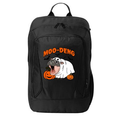 Funny Moo Deng Halloween Boo Ghost Costume Moodeng Lover City Backpack