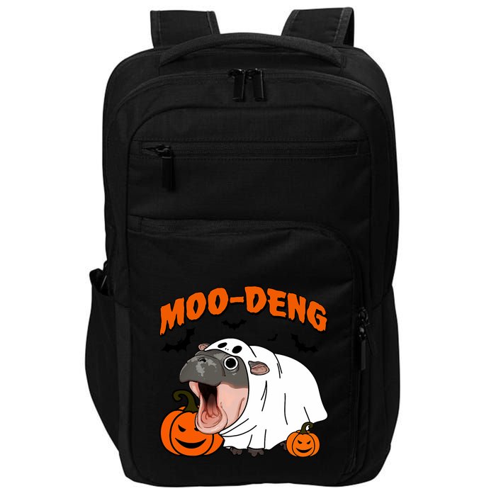 Funny Moo Deng Halloween Boo Ghost Costume Moodeng Lover Impact Tech Backpack