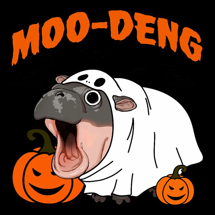 Funny Moo Deng Halloween Boo Ghost Costume Moodeng Lover Impact Tech Backpack