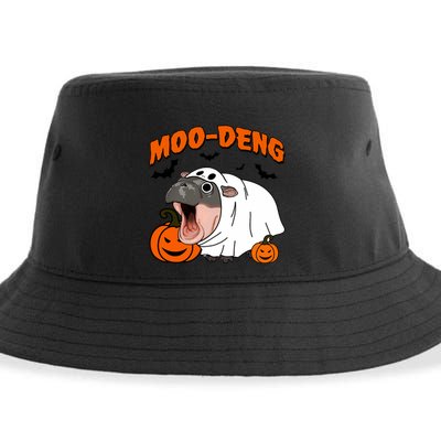 Funny Moo Deng Halloween Boo Ghost Costume Moodeng Lover Sustainable Bucket Hat