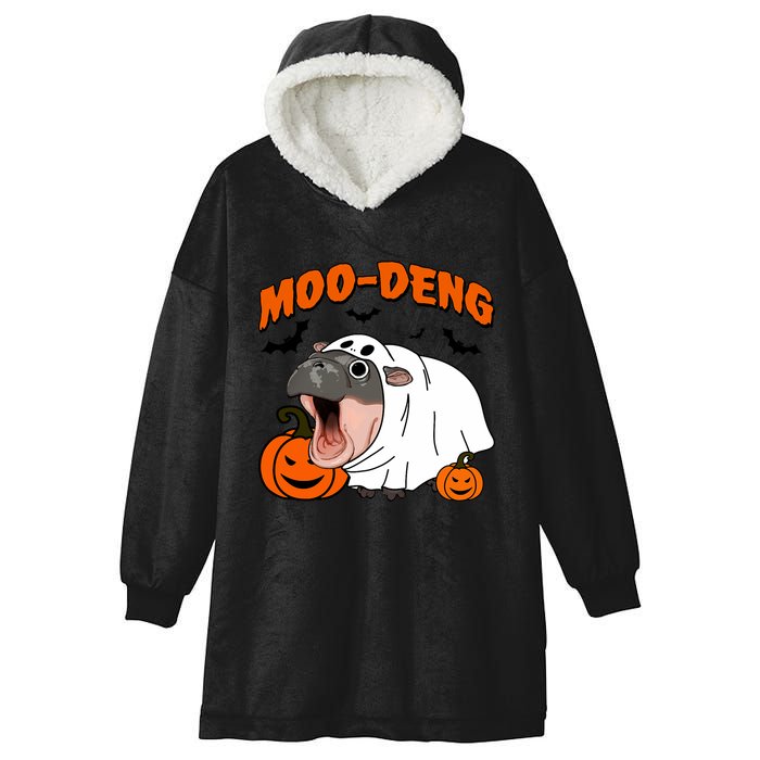 Funny Moo Deng Halloween Boo Ghost Costume Moodeng Lover Hooded Wearable Blanket