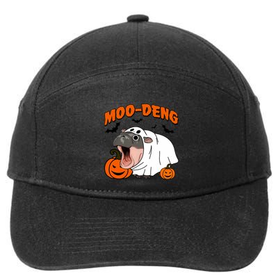 Funny Moo Deng Halloween Boo Ghost Costume Moodeng Lover 7-Panel Snapback Hat