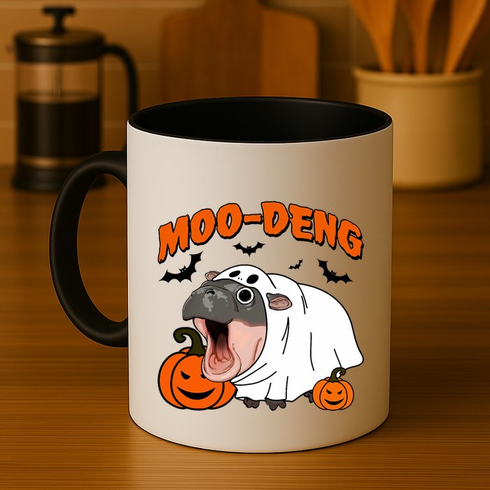 Funny Moo Deng Halloween Boo Ghost Costume Moodeng Lover Mug