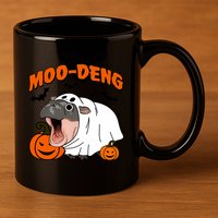 Funny Moo Deng Halloween Boo Ghost Costume Moodeng Lover 11oz C Handle Ceramic Mug