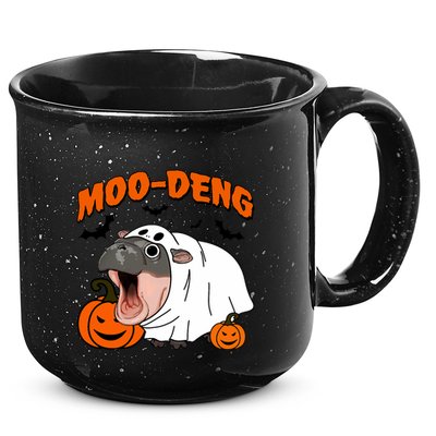 Funny Moo Deng Halloween Boo Ghost Costume Moodeng Lover 15oz Campfire Ceramic Mug