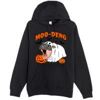 Funny Moo Deng Halloween Boo Ghost Costume Moodeng Lover Premium Pullover Hoodie
