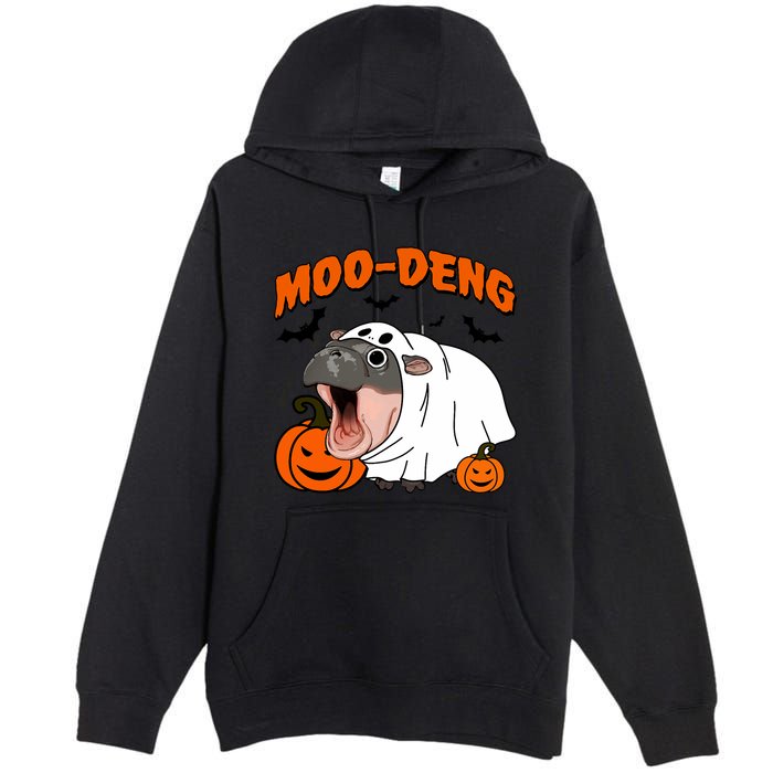 Funny Moo Deng Halloween Boo Ghost Costume Moodeng Lover Premium Pullover Hoodie