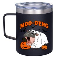 Funny Moo Deng Halloween Boo Ghost Costume Moodeng Lover 12oz Stainless Steel Coffee Mug