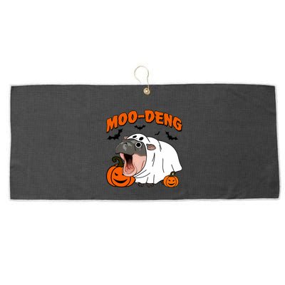 Funny Moo Deng Halloween Boo Ghost Costume Moodeng Lover Large Microfiber Waffle Golf Towel