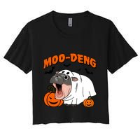 Funny Moo Deng Halloween Boo Ghost Costume Moodeng Lover Crop Top