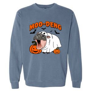 Funny Moo Deng Halloween Boo Ghost Costume Moodeng Lover Garment-Dyed Sweatshirt