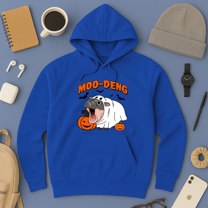 Funny Moo Deng Halloween Boo Ghost Costume Moodeng Lover Hoodie