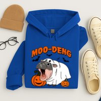Funny Moo Deng Halloween Boo Ghost Costume Moodeng Lover Hoodie