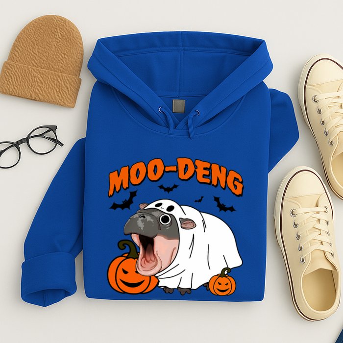 Funny Moo Deng Halloween Boo Ghost Costume Moodeng Lover Hoodie