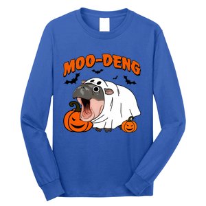 Funny Moo Deng Halloween Boo Ghost Costume Moodeng Lover Long Sleeve Shirt